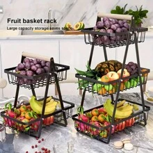 1 pezzo Cesto portafrutti per ripiano, cesto per il pane, portaortaggi per la conservazione in cucina, cesto per la frutta con ciotola avvitabile, con 2/3 cestini separati per verdure, organizzazione cucina, utensili da cucina, decorazione ambiente, adatto per cucina, ristorante, festa, campeggio, raduno, regalo per amici e famiglia