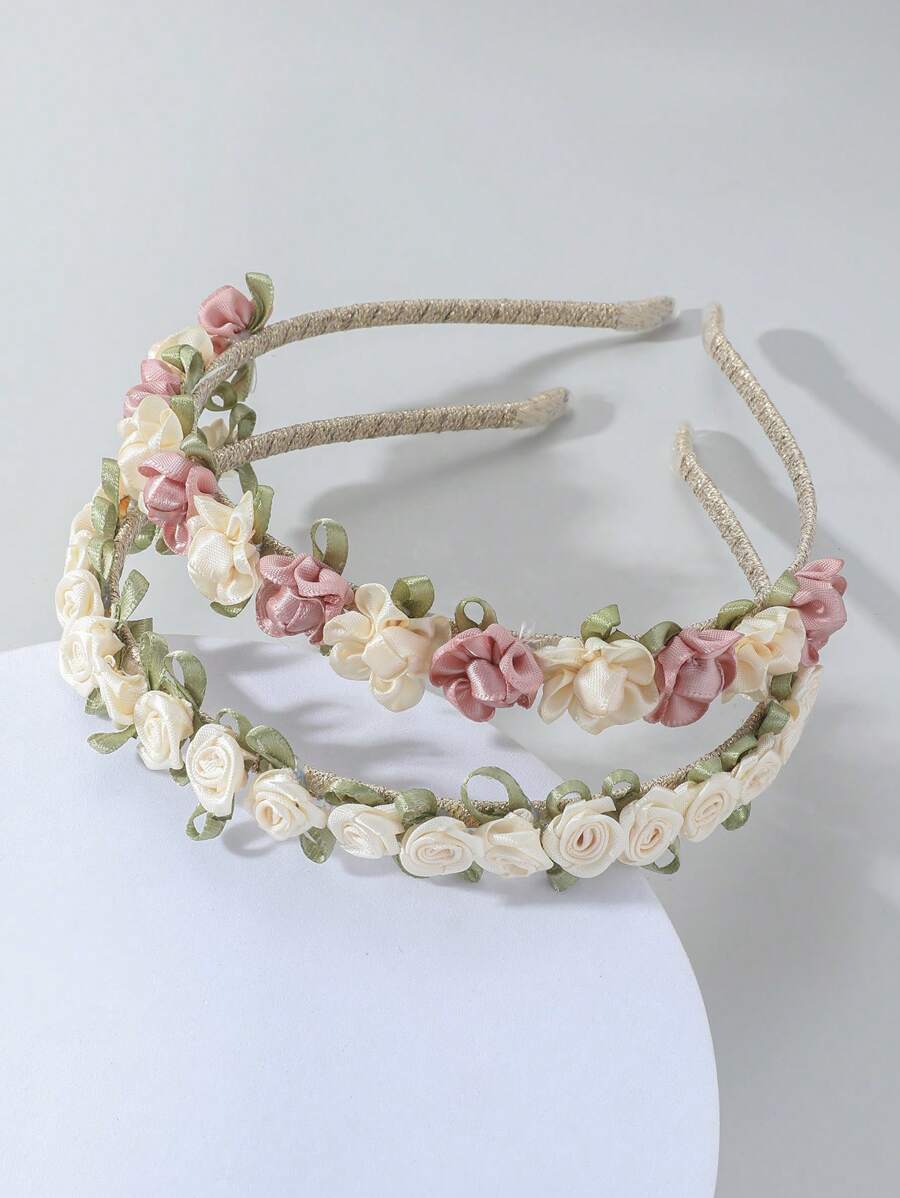 2 chiếc băng đô cài tóc in hoa phong cách Boho, phụ kiện tóc hoa thủ công, phù hợp cho mọi mùa, dành cho nữ, băng đô cài tóc, phụ kiện đội đầu - Nhiều màu - Xem 1