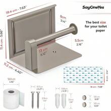 Brushed Nickel Bathroom Toilet Paper Holder With Shelf – SUS304 Stainless Steel Toilet Tissue Roll Holder Wall Mounted – Two Installation Screw And Self Adhesive TP Holder – 1 Pack - Silver - View 2