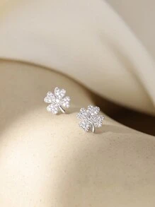 1 对奢华小众黑色四叶草耳环，时尚日常配饰礼物，适合女性，春季