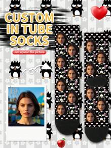 Sanrio 1 Pair Mid Length Knee Socks, Personalized, Funny, Happy, Colorful, Creative Anime Cartoon Design, Holiday Gift, Comfortable And Breathable, Improve Family Atmosphere, Fashionable And Suitable For Men. Interesting Socks, Crazy, Anime, Multi-Color Socks