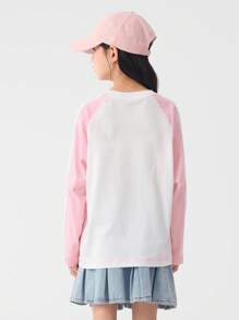 Balabala Camiseta de cuello redondo de Chica preadolescente, capa ligera de primavera