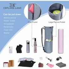 Explora la bolsa de almacenamiento para esterilla de yoga Oxford con ventana de malla transpirable y grandes bolsillos - Azul - Ver 5