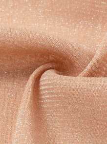 Women Golden Shiny Bikini Cover Up, Open Front Tie Waist Sun Proof Long Dress Beachwear - 卡其色 - 查看 7