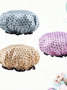 1pc Shower Cap, Women's Reusable Waterproof Elastic Shower Cap, Suitable For Long Hair Home Bathroom Decor Fall Decor Back To School