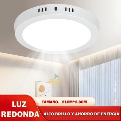 1 luz blanca, luz redonda/luz cuadrada, lámpara de techo redonda/cuadrada, lámpara de techo LED empotrada, iluminación empotrada de montaje en superficie plana redonda/cuadrada, adecuada para cocina, garaje, pasillo, armario, dormitorio, comedor, cocina, habitación de los niños , dormitorio