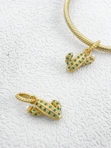 STYFNE 1pc Gold Series Insect, Leopard, Carousel, Cactus, Round Alphabet Pendant Charm Necklace, Daily Small Gift For Girlfriend Or Best Friend, Handmade DIY Jewelry - Silver - View 14