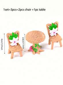 1set-Mini Fairy Garden Table And Chair Set, Yellow ABS Resin Doll House Furniture Decoration Kit, Micro-Landscape Art Deco Accessories, Fairy Garden Bench Dollhouse Accessories Statue DIY Decor Gift