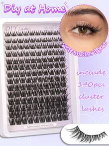 Himirell 140pcs Natural Lash Clusters C Curl Mix 8-16mm Wispy Soft Natural Lashes DIY Clusters Individual False Eyelashes, Easy To Wear, Reusable, Suitable For Daily Makeup