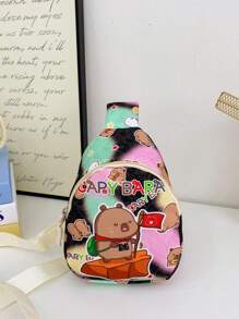 1 pieza Bolsa con diseño de Capibara de dibujos animados linda para niños y niñas, mochila pequeña versátil, bolso de mensajero, bolso de pecho para niños con imagen de Capibara, de material de nailon, adecuado para uso diario de niños y niñas, salir de compras, bolso de pecho de Capibara dulce y lindo, regalo para niños - bolsa de pecho capibala - Ver 6