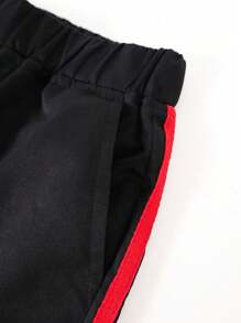 1 Peça Calça Casual de Perna Reta para Meninas e Adolescentes, Estilo de Rua Esportivo Casual, Primavera e Outono - Preto - Visão 8