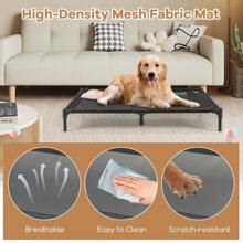 Large Pet House 110cm Elevated Dog House For Medium Breeds W/ Windows - Grey - View 6