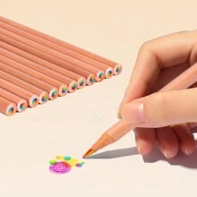 10pcs Colorful Pencil Set,Rainbow Pencil,Wooden Pencil,7 Colors In One Pencil. Suitable For Adults And Students To Create Hand-Drawn Artworks, Family Painting, Christmas Card Coloring, Diy Sketching Office, Back To School,