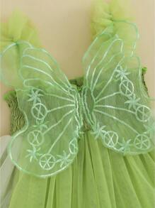 Toddler Kids Girls Dress Butterfly Embroidery Tiered Tulle Sleeveless Cami Dress Summer Casual Clothes Princess Dress - màu xanh lá - Xem 5