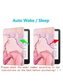 粉色抽象印花，磁性保护套，兼容 Kindle 双面彩色大理石 Paperwhite Colorsoft 全新 Kindle Oasis - 粉色 - 查看 2