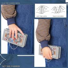 Women Poker Card Evening Clutch Purse Casino Vegas Novelty Purse Hearts Bags Playing Cards(Black,Of Hearts) - 藍色 - 查看 6
