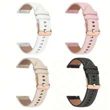 QCTOG 18 毫米 20 毫米皮革替换智能手表表带，兼容三星 Galaxy Watch 6/5/4 44 毫米 40 毫米 Classic 47 毫米 46 毫米 43 毫米 42 毫米、Garmin Forerunner 255S 265S 185 55 Venu 2S Sq Vivoactive 4S 3S Vivomove 5 3、Watch GT3 GT 3 Pro 43 毫米、Amazfit GTS 4/3/GTS 2 Bip 3/U Pro。人造皮革表带，透气、防水、防汗，金色带扣，非常适合送礼 - 彩色 - 查看 4