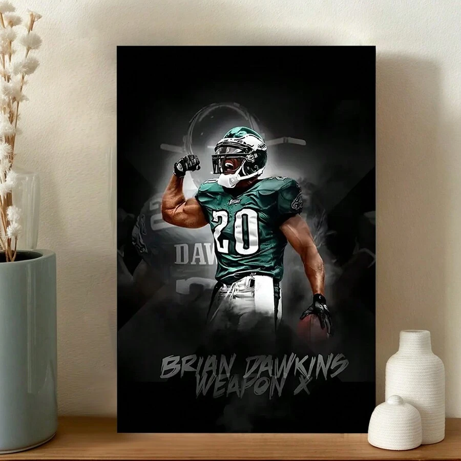 Framed Durable Canvas Print Of Brian Dawkins - Sports Celebrity Wall Art For Living Room & Bedroom Decor,Perfect For Room Decor - Framed - View 1