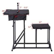 Shooting Bench, Foldable Shooting Table Seat Set With Adjustable Gun Rest And Ammo Pockets, Shooting Bench Rest For Rifles, Outdoor Range And Hunting - Black - View 4