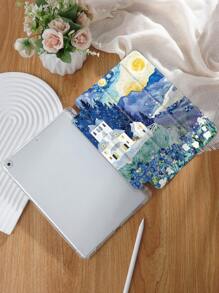 Étui de protection pour tablette avec peinture à l'huile du ciel étoilé, compatible avec iPad 9.7/10.2/10.5/10.9/12.9/Pro 11, Galaxy Tab A7 Plus 10.95", MatePad 10.4", Tab, etc., avec fente pour stylet/anti-chute/veille/réveil automatique
