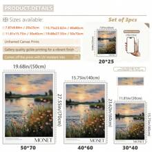 3-Piece Set, Canvas Wall Art, Framed Decorative Painting, Wall Art, Art Poster Set, Canvas Wall Painting, Classic And Modern Decor, Waterproof Canvas Painting, Suitable For Home, Office, Living Room, Bedroom, Bathroom, Dining Room - Landscape And Floral Theme Ink Painting, Vertical, Spring/Summer Gift, Birthday/Graduation Gift - Multicolor - View 4