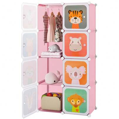 Portable Kids Wardrobe 8-Cube Baby Closet Dresser