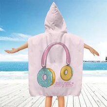 Toallas con capucha para la playa - Toalla de baño para niños pequeños, toalla de playa tipo poncho para niñas, de secado rápido, suave y ligero, con diseños de sirenas, pandas, flores, unicornios, flamencos, flores, palmeras y arcoíris, ideal para bodas de verano, decoración del baño y vuelta al colegio