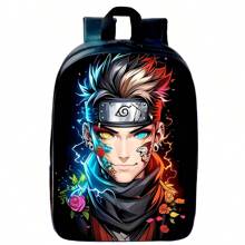 Children's And Youth School Backpack Anime Print Cartoon Character Boy Back Bag Reinforced Adjustable Strap With Compartment - Black - View 1