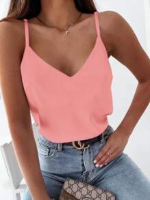Women's V-Neck Tank Top For Summer - Pink - View 1