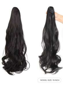 Pear Small Claw Clip Ponytail Extensions, 18 Inch Small Curly Wave Clip Ponytail Extensions, Women's Layered Synthetic Hair Accessories