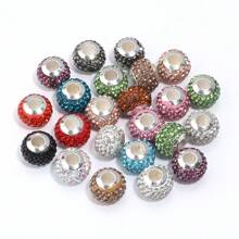10pcs/Pack Shambhala Crystal Multi-Color Large Hole Beads 14mm, Fashionable Rhinestone Colorful Shiny Y2K Beads, Suitable For Handmade DIY Bracelet Necklace Jewelry Craft, Charms, Phone Chains, Key Chains
