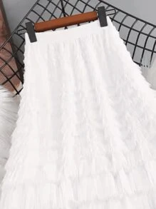 Temperament Knitted Skirt Layered Cake Skirt - White - View 2