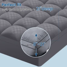JustLet Extra Thick Mattress Pad Cover With 8-21 Inch Deep Pocket, Overfilled With Polyester For Back Relax, Breathable Quilted Fitted Design - Dark Grey - View 5