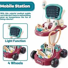 Doctor Medical Play Set For Kids 30-Piece Kids Doctor Set With Cart Pretend Medical Station Set - Purple - View 3