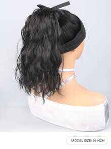 14 Inch Tieback Water Wave Paardenstaart Donkerbruin, Wave Paardenstaart Haarclip, Natuurlijke Krullen Rond Paardenstaart, Hoge Temperatuur Synthetische Paardenstaart Haaraccessoires