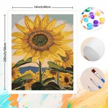 1 pièce, Ensemble de peinture à l'huile numérique pour adultes DIY, format 40 x 50 cm/16 po x 20 po, motif grand tournesol, pour la décoration de la maison, du bureau, de la chambre à coucher, du salon