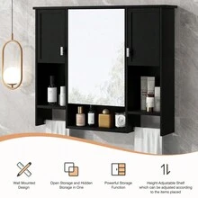 35'' X 28'' Modern Wall Mounted Bathroom Storage Cabinet, Bathroom Wall Cabinet With Mirror, Medicine Cabinet With Towels Bar