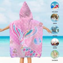 Toallas con capucha para la playa - Toalla de baño para niños pequeños, toalla de playa tipo poncho para niñas, de secado rápido, suave y ligero, con diseños de sirenas, pandas, flores, unicornios, flamencos, flores, palmeras y arcoíris, ideal para bodas de verano, decoración del baño y vuelta al colegio