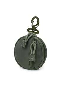 1pc Simple Style Oxford Coin Purse, Portable Round Keychain Pouch With Carabiner Clip For Men And Women, Mini Purse - Perfect Gift For Travelers & Hikers Spring School Supplies