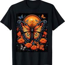 Camiseta de Halloween con la mariposa monarca - Negro - Ver 1