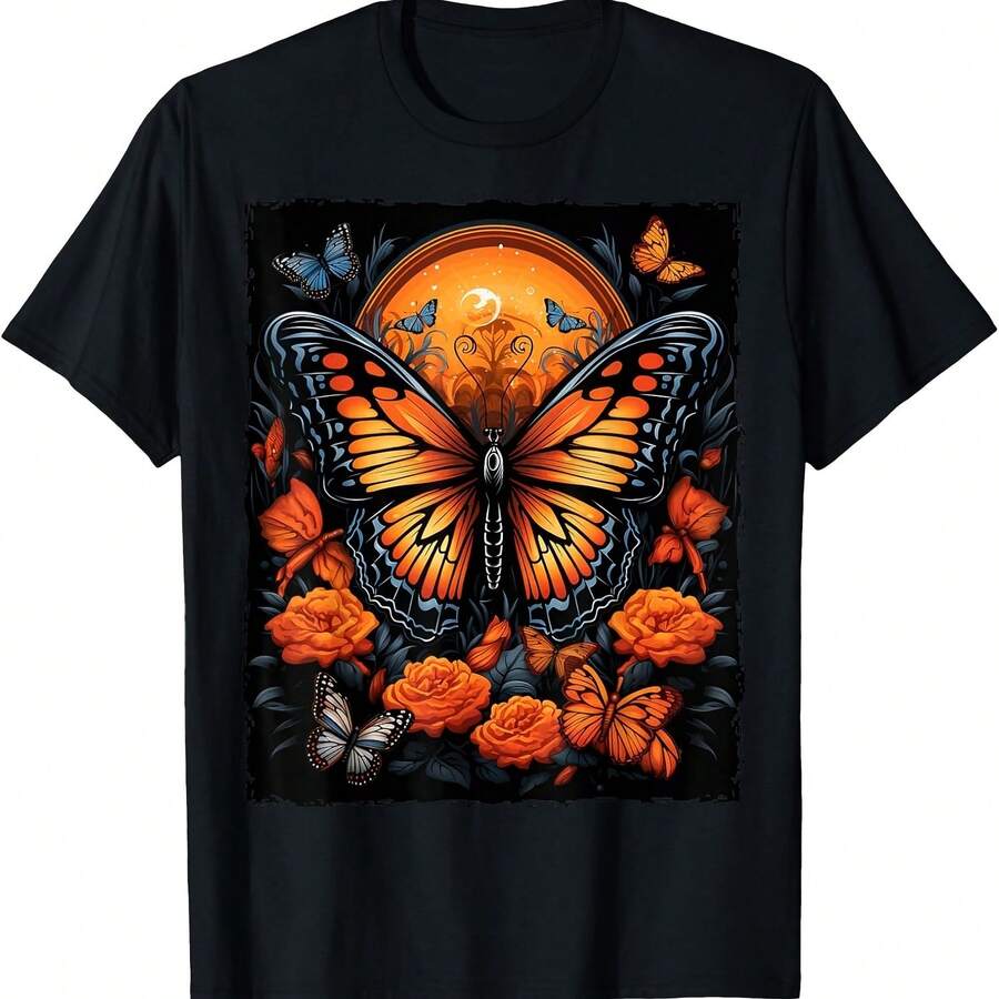 Camiseta de Halloween con la mariposa monarca - Negro - Ver 1