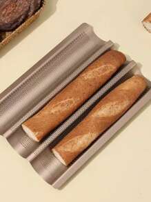 1pc Gold French Baguette Cake Mold, Perforated Bread Loaf Baking Tray, Non-Stick French Stick Bread Pan, Wavy Slot Toast Box, Baking Tool