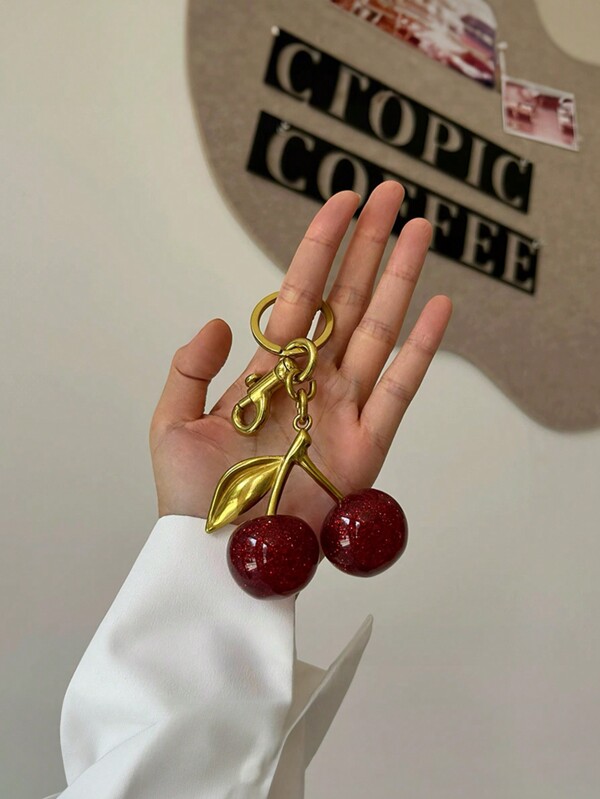 1pc Cherry Charm Accessory Women's Bag Or Keychain Charm Cherry Adornment Individualized Bag Decoration For Women Stylish Bag Charms Keychain Charms Party Gifts Gift Goodies For Women Commuting