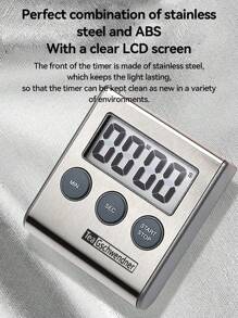 Stainless Steel Kitchen Timer With Magnetic Stand - Multifunctional, Battery-Powered (AAA), Ideal For Cooking & Restaurants