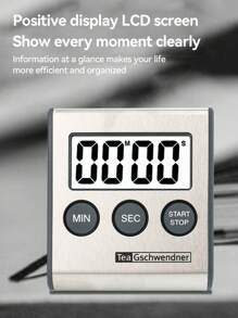 Stainless Steel Kitchen Timer With Magnetic Stand - Multifunctional, Battery-Powered (AAA), Ideal For Cooking & Restaurants