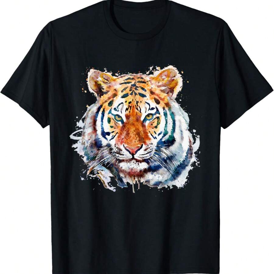 Vintage Tiger, Tiger T Shirt, Tiger Lovers, Tiger For Kids T-Shirt - Black - View 1