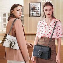 Crossbody Bags For Women - Snake Printed Clutch Purses Leather Chain Shoulder Bags Evening Handbags - 黑色 - 查看 2