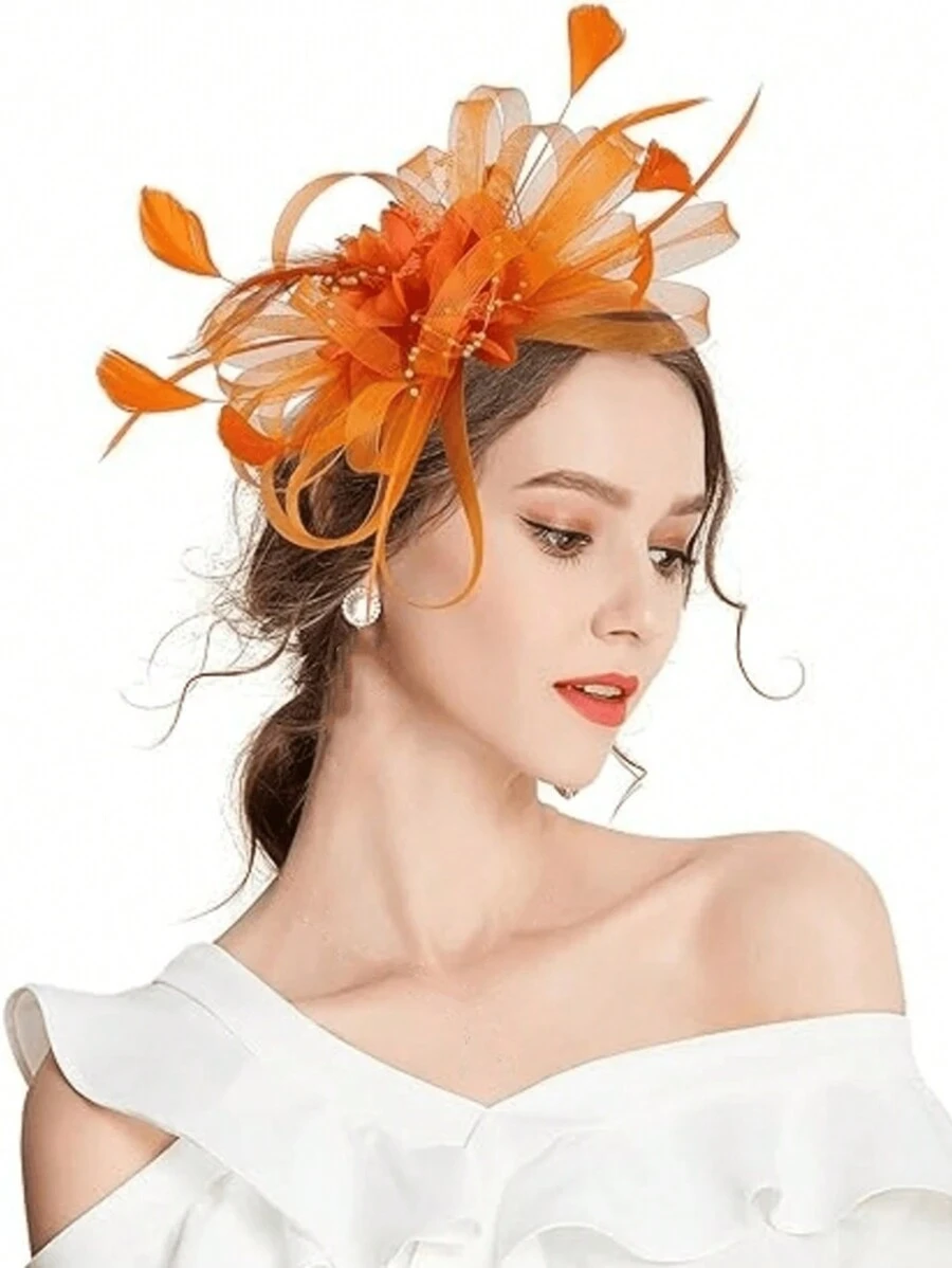 1 Pc Fascinators Hat For Women Tea Party Headband Kentucky Derby Wedding Flower Mesh Hair Clip