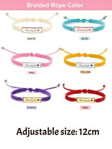 Custom Name Cute 14k Gold Stainless Steel Braided Bracelet For Kids - Back To School, Easter, Party Gifts,Multi-Functional,Ornamental,Letter,Engraved,Stylish,Modern,Colorful,Cute,Adorable,Casual,Custom,Personalised,Unique,Customized,Baby Gifts,Ideal Gifts For Him,Ideal Gifts For Her,Son,Daughter,Kids,Gala Night,Travel, School,Stainless Steel Jewelry - Weaving - View 4