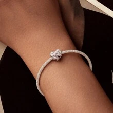 bamoer 1 PC 925 Sterling Silver Tree Of Life Heart Charm Bead Hollowed Church Dancing Pendant Fit Women DIY Bracelet Fine Jewelry